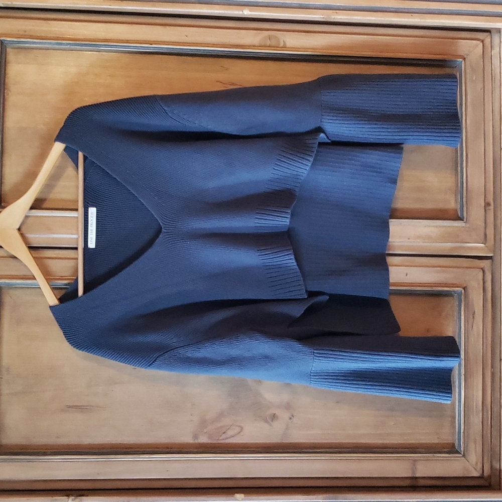 LUXURY FASHION - LIVE THE PROCESS NATURAL CROPPED RIBBED - KNIT  SWEATER BLUE  L